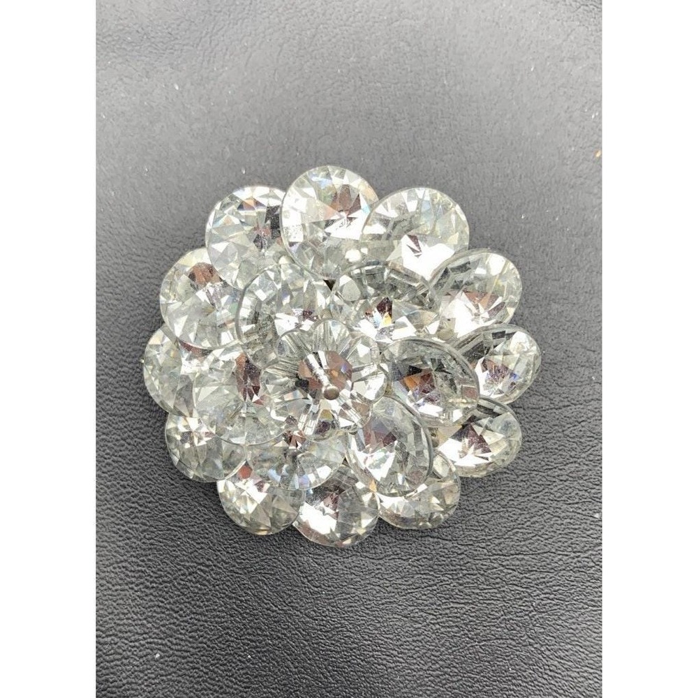 Vintage Sparkly Clear Rivoli Crystal Cluster Brooch